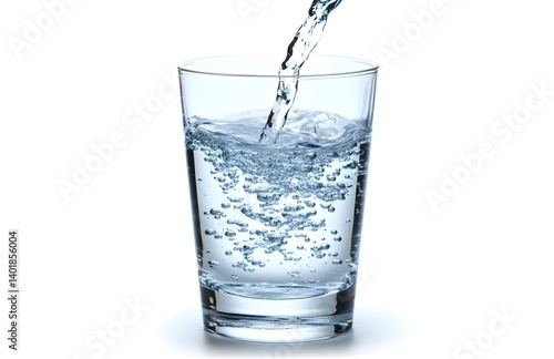 Wallpaper Mural Water being poured into a glass, white background, close-up, Torontodigital.ca