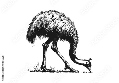 Emu bird hand drawn sketch illustration vector