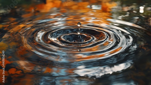 Wallpaper Mural Close-up of raindrops creating ripples on the surface of water, showcasing detailed and intricate patterns in motion. The focus is on capturing the dynamic interaction between droplets and their impre Torontodigital.ca