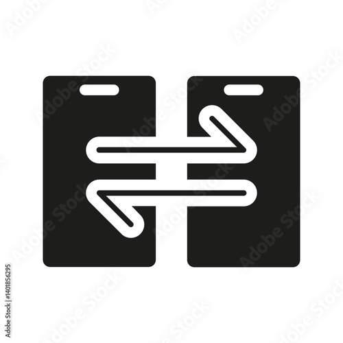 Two phone screens with arrows indicating interface comparison or switching.