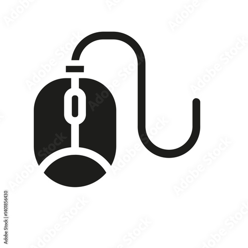 A wired computer mouse for navigation and control.