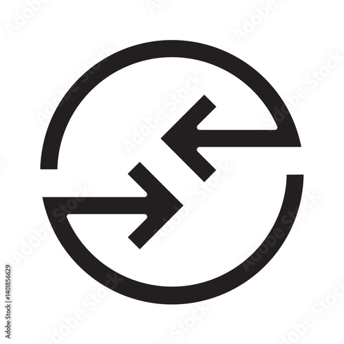 Two arrows in a circle for syncing, refreshing, or repeating.