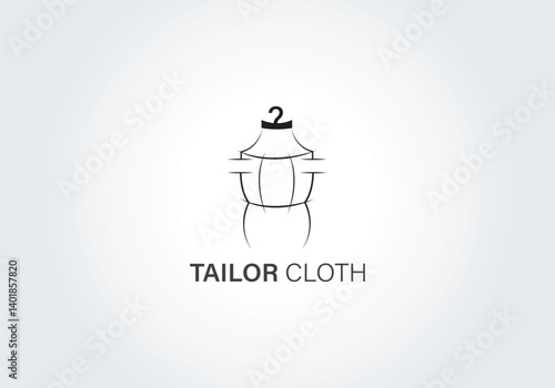 minimal tailor logo with dress form icon for clothing and fashion brand