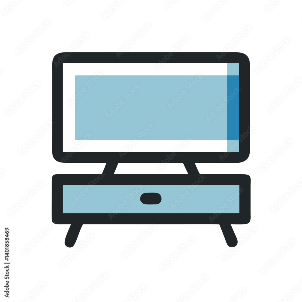 Flat Screen Television on Stand Icon Design Flat Screen Television on Stand Icon Design