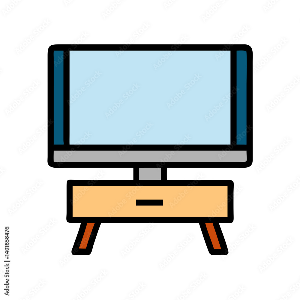 Flat Screen Television on Stand Icon Design Flat Screen Television on Stand Icon Design