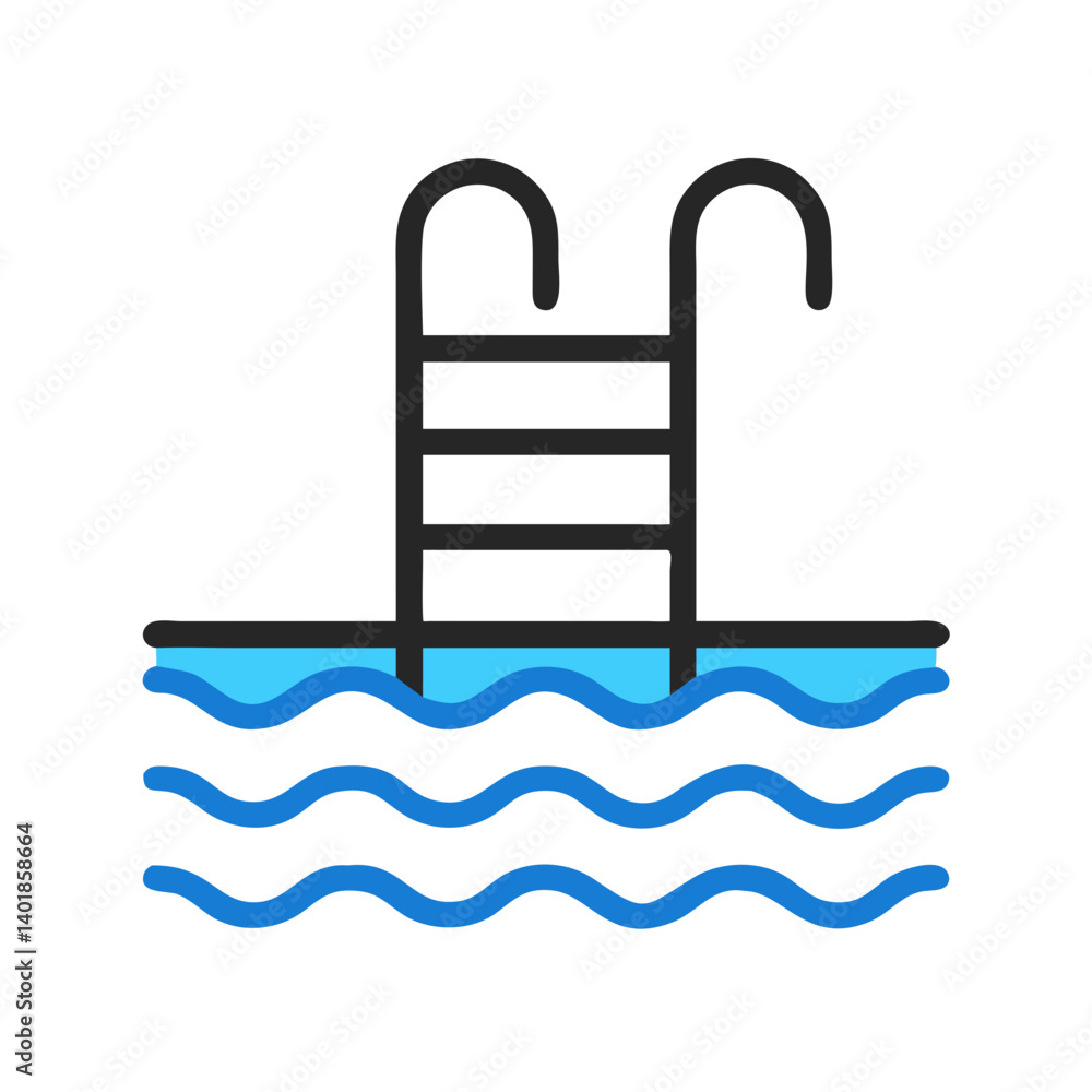 Swimming Pool with Dual Ladders Icon Design Swimming Pool with Dual Ladders Icon Design