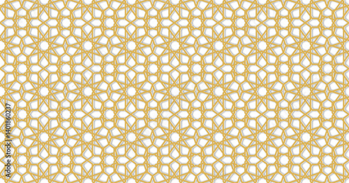 Gold islamic moroccan motif in texture geometric background. Abstract arabic pattern design. Middle East geometric ornament background