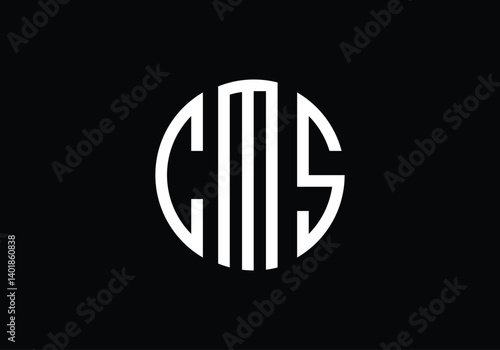 modern cms monogram logo in circular minimalist style for luxury branding