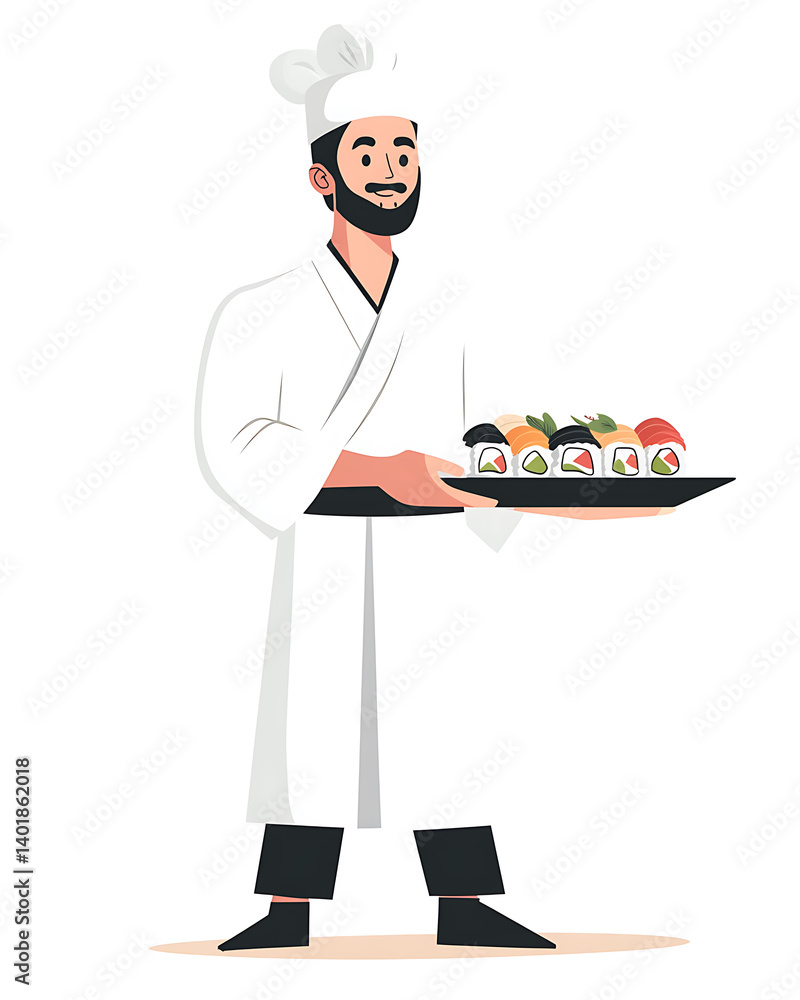 Japanese food illustrator on white background Japanese food illustrator on white background