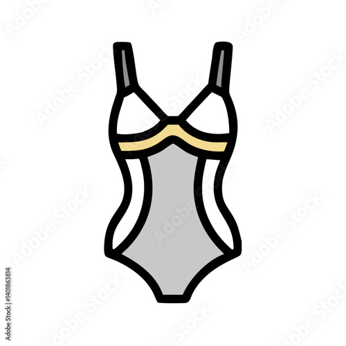 One Piece Swimsuit with Straps Icon Design