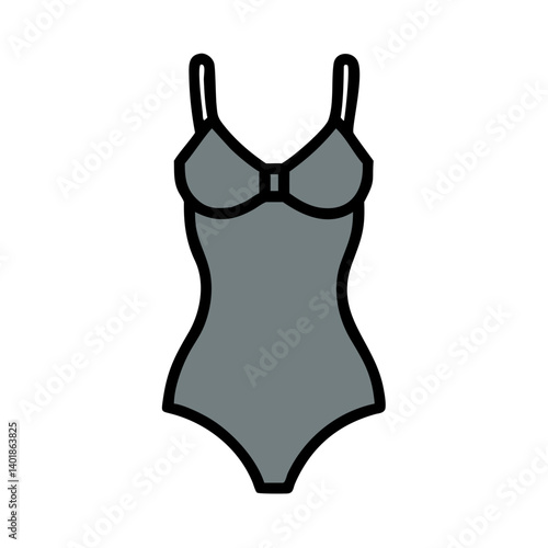 One Piece Swimsuit with Straps Icon Design