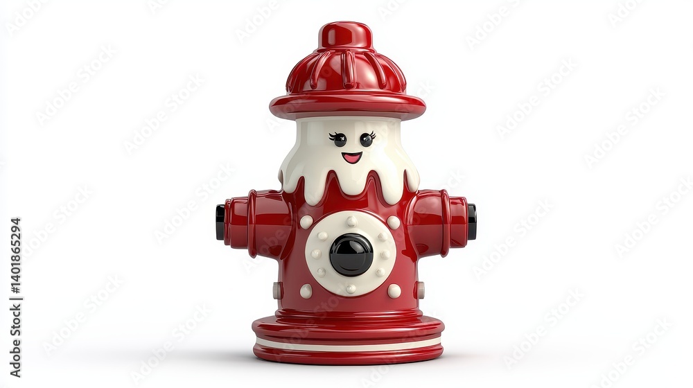 Playful Red and White Melting Ice Cream Fire Hydrant 3D Render Playful Red and White Melting Ice Cream Fire Hydrant 3D Render