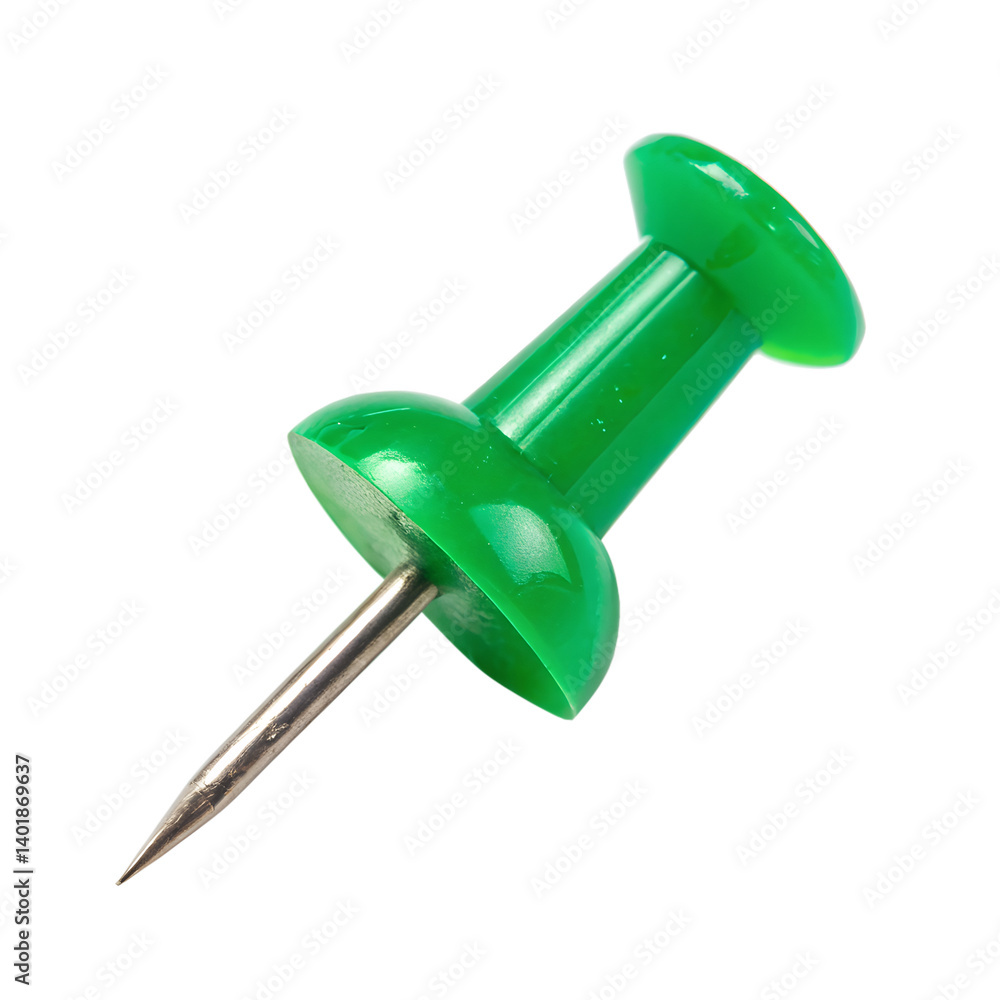 Green push pin isolated on transparent background Green push pin isolated on transparent background