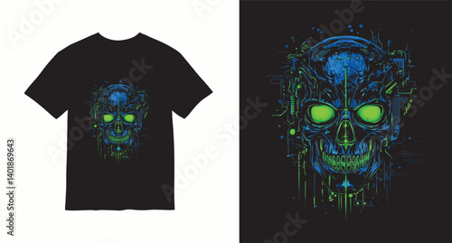 Graffiti skull graphic vector t-shirt design	
