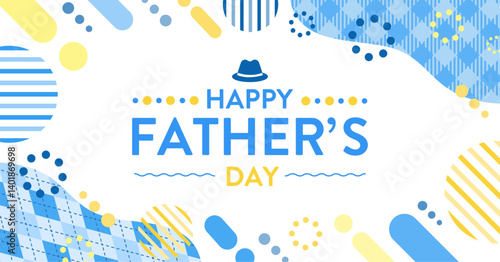ポップでかわいい、父の日の背景イラスト ( フレーム　メンフィス　お父さん　見出し　タイトル　メッセージカード )