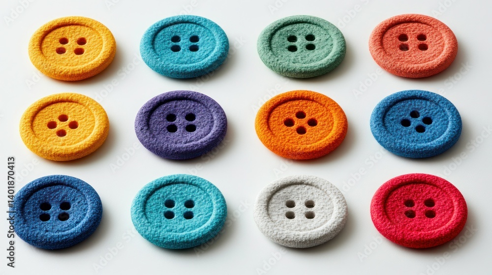 Colorful buttons in a grid pattern. Variety of colors, four holes each Colorful buttons in a grid pattern. Variety of colors, four holes each