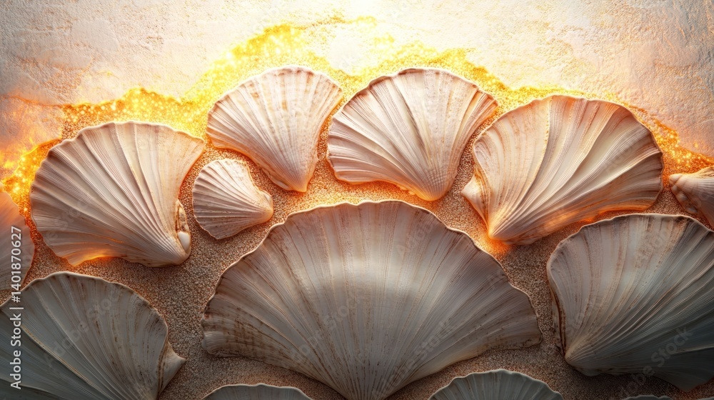 Obraz premium Delicate glowing fungal caps in vibrant autumn tones showcasing the intricate symmetry and natural beauty of these mysterious organisms