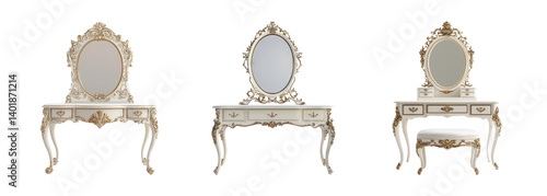 Obraz na płótnie Elegant Vintage Dressing Tables with Mirrors in Classic Style Design w salonie
