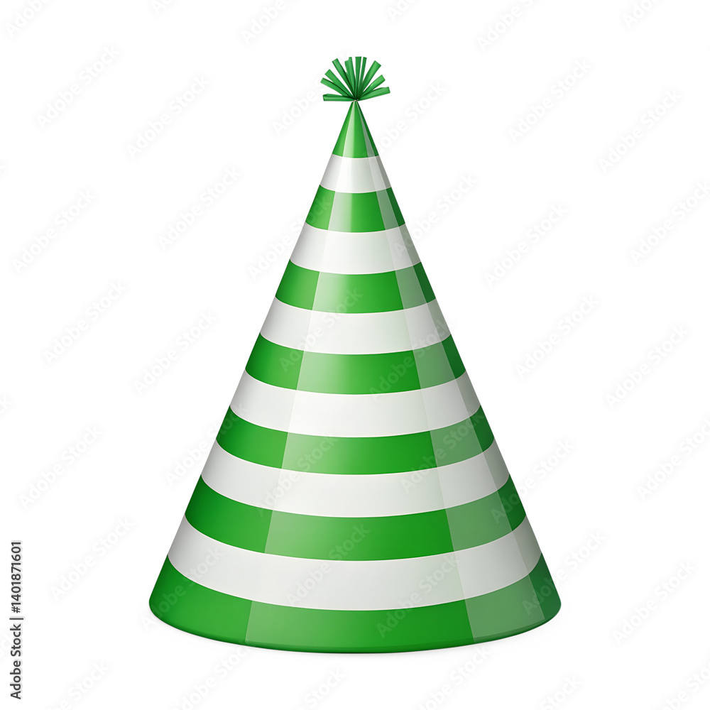 Green and white striped party hat Green and white striped party hat