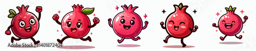 cute cartoon pomegranate vector set