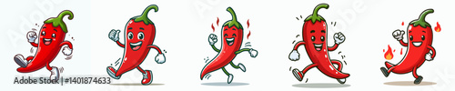 cute chili cartoon vector set