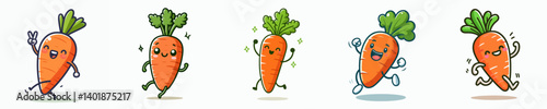 cute cartoon carrot vector set