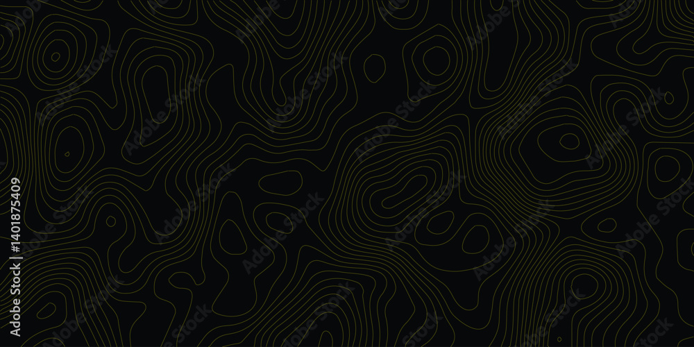 Abstract gold topographic lines on a green background. Golden line waves topographical design. Geographic mountain contours Vector Illustration. Abstract gold topographic lines on a green background. Golden line waves topographical design. Geographic mountain contours Vector Illustration.
