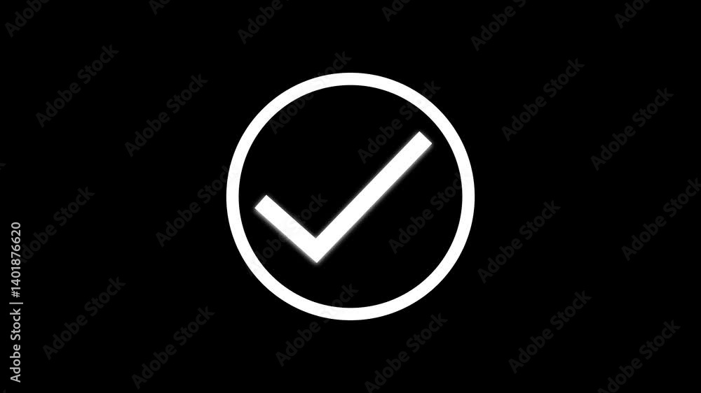 check mark sign with alpha channel, displayed on a black background.This animation emphasizes confirmation and approval with a clear,vibrant visual. or the right choice dynamically. check mark sign with alpha channel, displayed on a black background.This animation emphasizes confirmation and approval with a clear,vibrant visual. or the right choice dynamically.