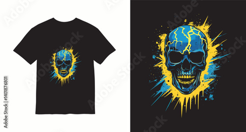 Graffiti skull graphic vector t-shirt design	
