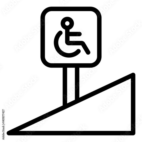 wheelchair ramp outline icon for building accessibility