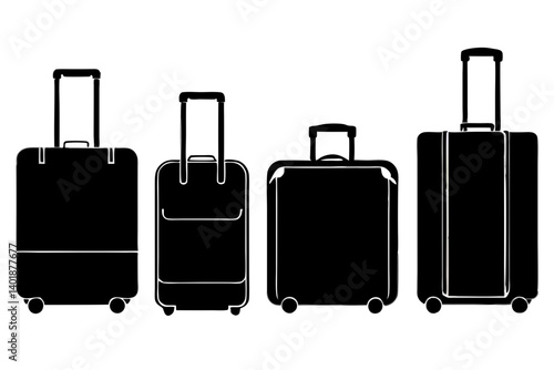 set of luggage bag silhouette vector illustration