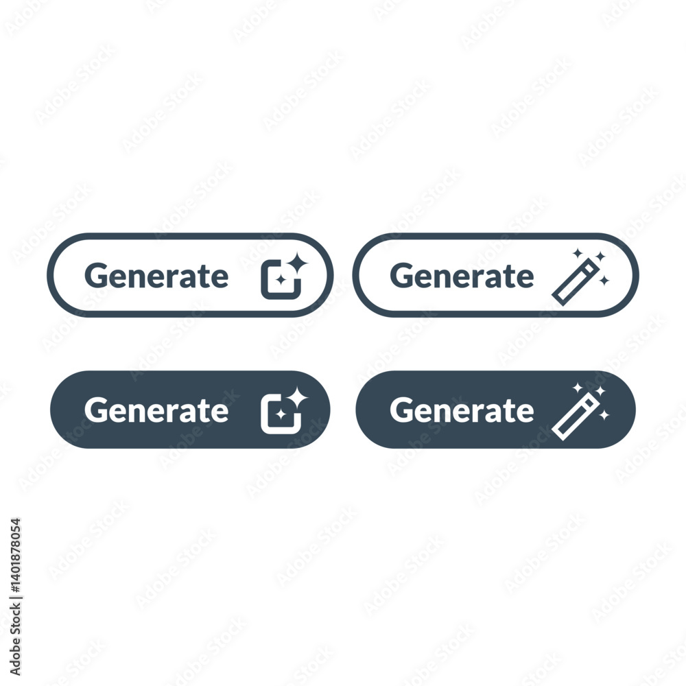 AI Generate Icon Vector Set. Artificial Intelligence Button stock illustration AI Generate Icon Vector Set. Artificial Intelligence Button stock illustration