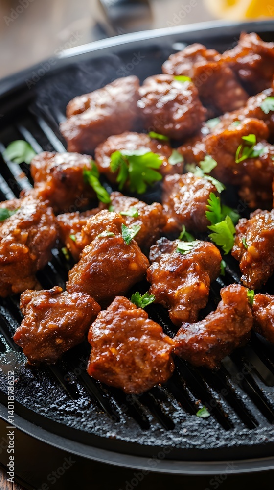 Delicious Grilled Meat Cubes with Parsley Garnish Delicious Grilled Meat Cubes with Parsley Garnish