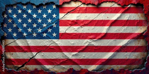 Wallpaper Mural Distressed American flag with ripped edges and frayed fabric , patriotic, torn, damage Torontodigital.ca