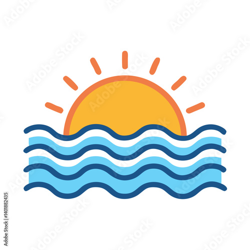 Sunset Over Ocean Waves Icon Design