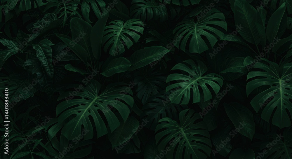 Fototapeta premium Dense dark green jungle foliage