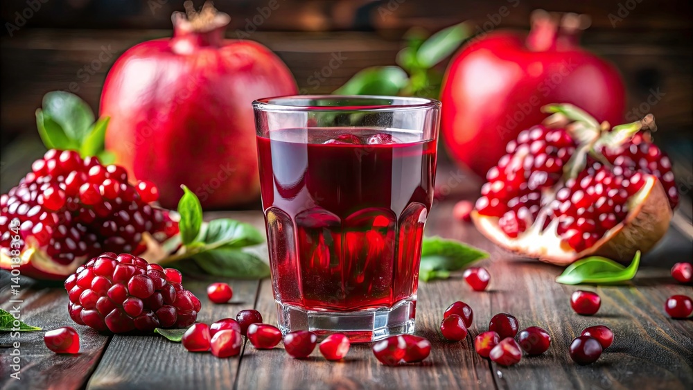 Fresh Pomegranate Juice in a Stylish Glass - Refreshing, Delicious, and Healthy Beverage for Your Table Fresh Pomegranate Juice in a Stylish Glass - Refreshing, Delicious, and Healthy Beverage for Your Table