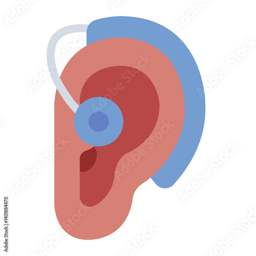depicting a hearing aid flat icon for auditory support