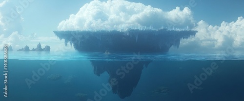 Enigmatic Cloud Island: A Surreal Seascape