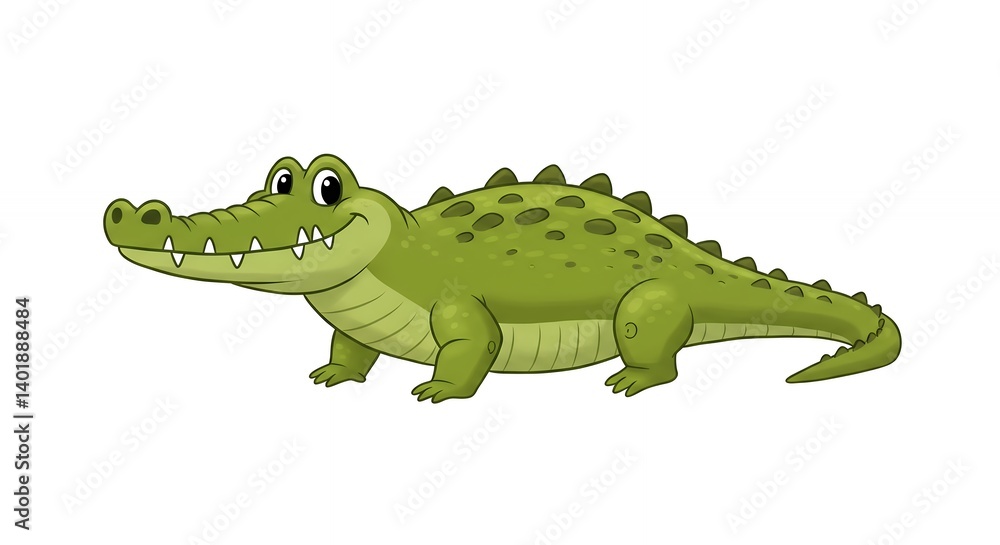 Fototapeta premium Cartoon crocodile illustration friendly character educational images