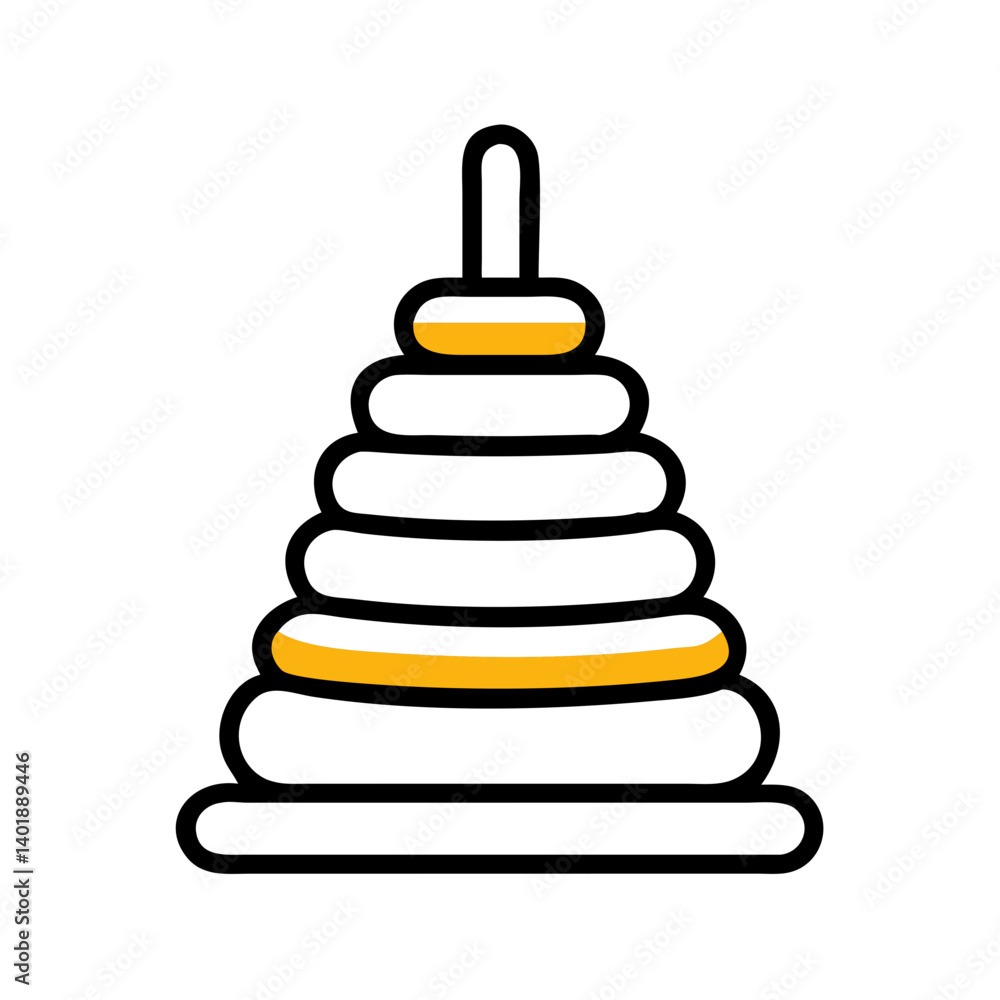 Ring Stacker Toy with Tapered Layers Icon Design Ring Stacker Toy with Tapered Layers Icon Design
