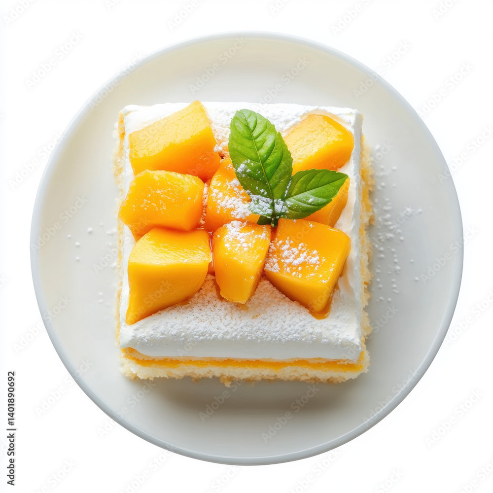 Fruit cake on a white plate with fresh citrus and cream Fruit cake on a white plate with fresh citrus and cream