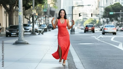 Woman dancing on a street
