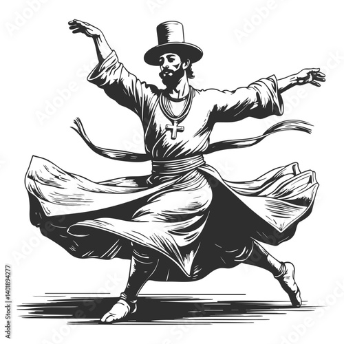 dancing man black and white drawing clip art preview