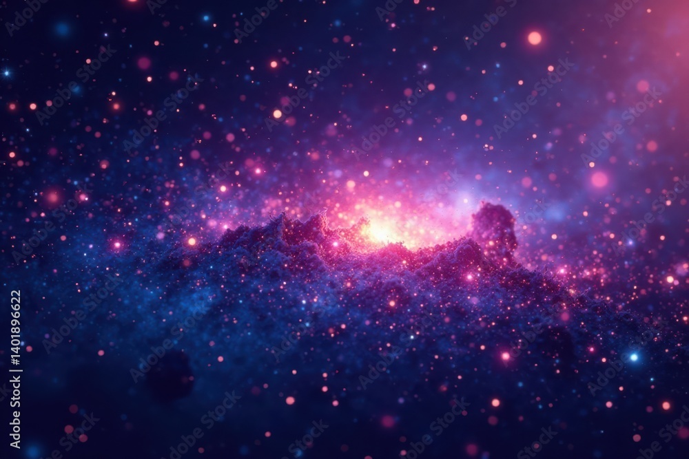 Fototapeta premium Sparkling starry background of a galaxy's outer space, filled with twinkling stars, galaxy, cosmic