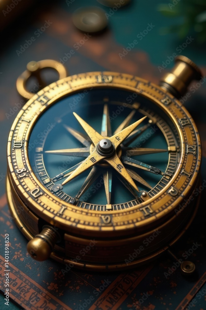 Antique navigational instrument with gears and dials, navigation tools, antique compasses Antique navigational instrument with gears and dials, navigation tools, antique compasses