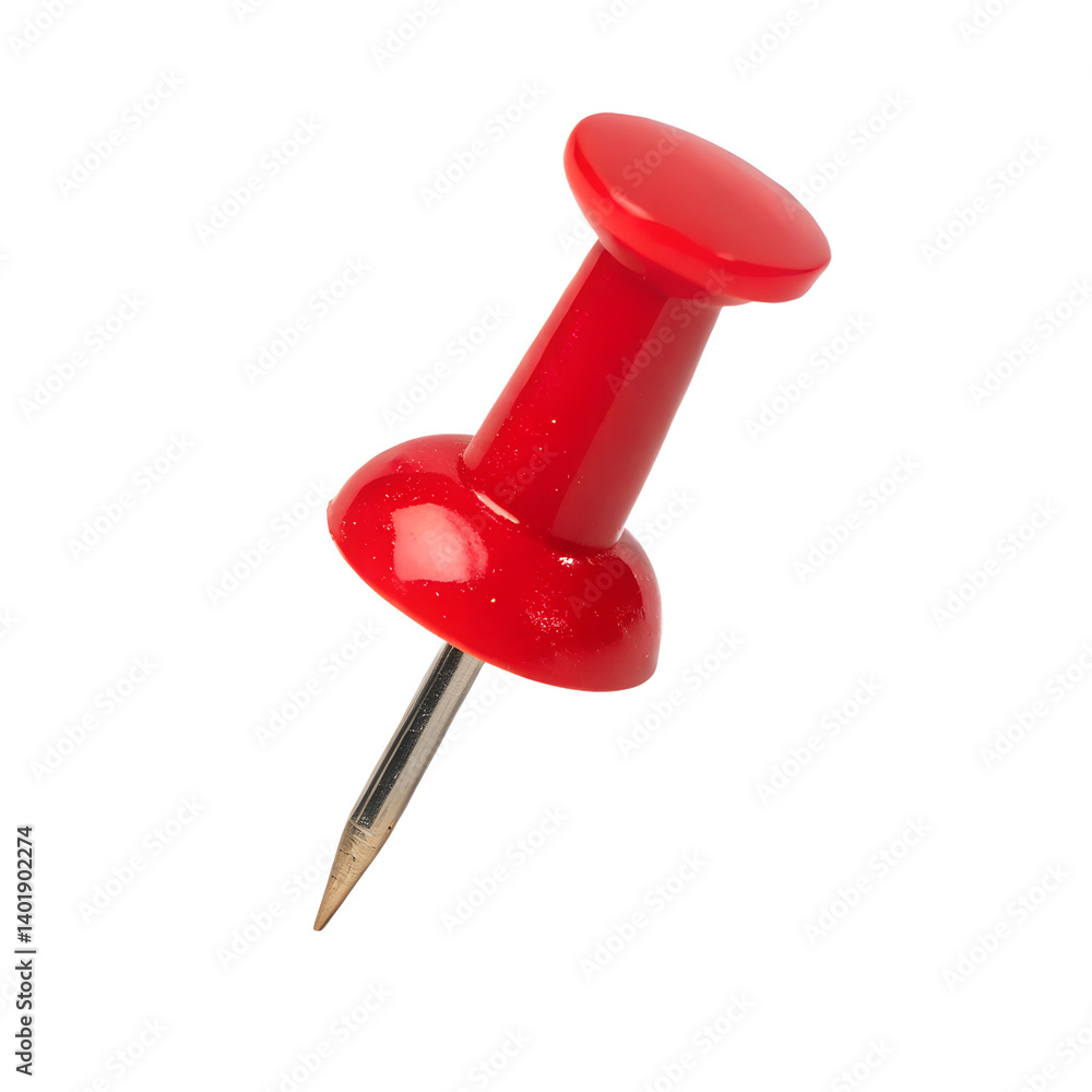 Red push pin isolated on transparent background Red push pin isolated on transparent background