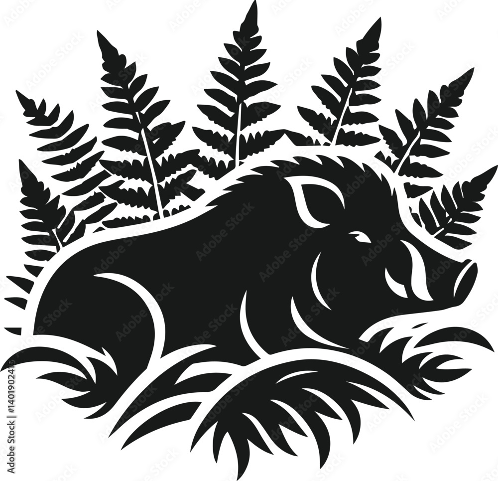 Obraz premium Wild boar silhouette animal vector