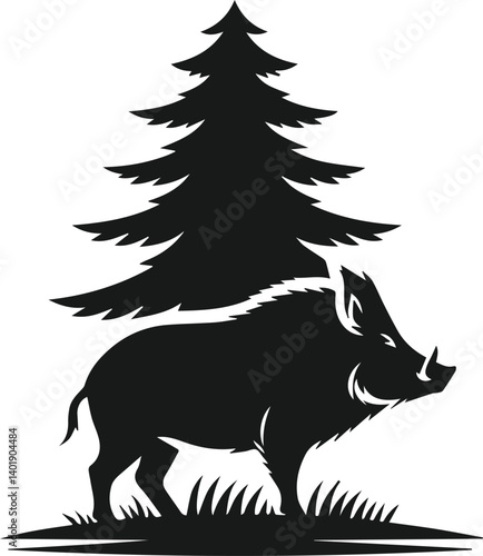 Wild boar silhouette animal vector