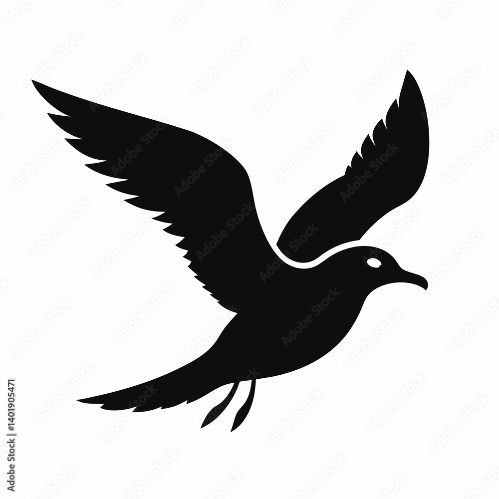 Obraz premium seagull flying silhouette vector illustration